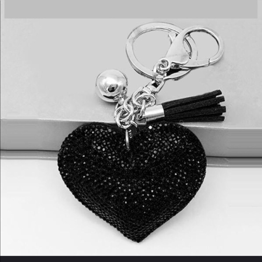 Black Heart Purse Bag Charm Keyring New In Package